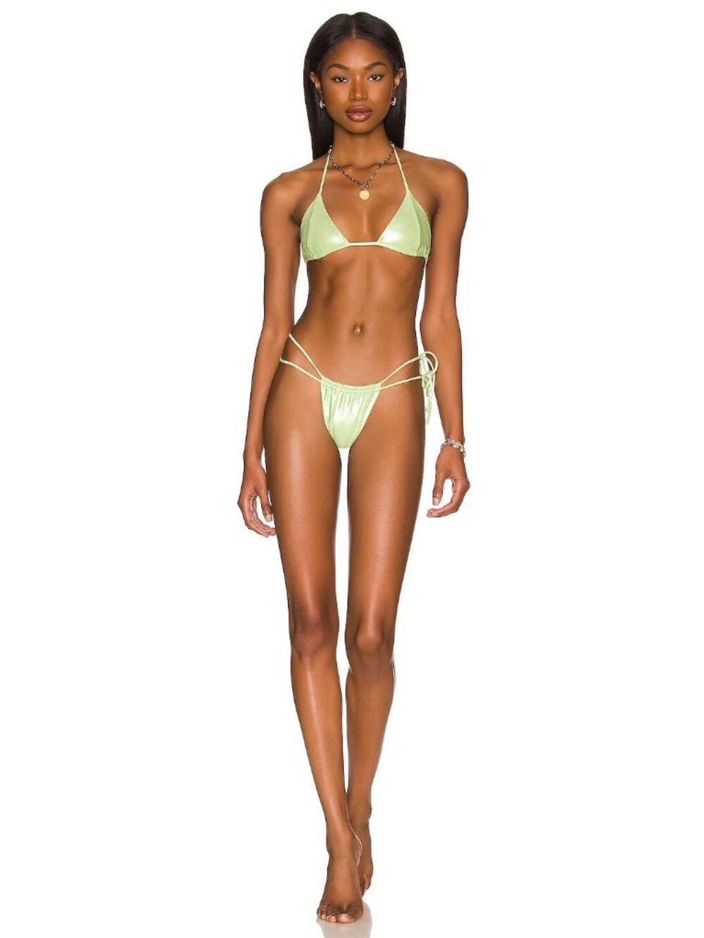 VDM Panama Bikini Bottom in Shimmer Lime